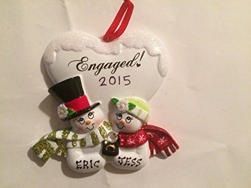 Personalized Snowman Engaged Couple Christmas Ornament- Free Personalization