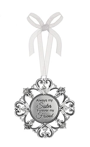 3” Silver Tone Heart/Snowflake Ornament with Crystal Accents (“Sister and Friend”)