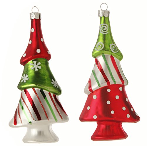 RAZ Imports – Peppermint Toy – 5.5″ Glittered Multicolored Tree Christmas Tree Ornaments – Set of 2
