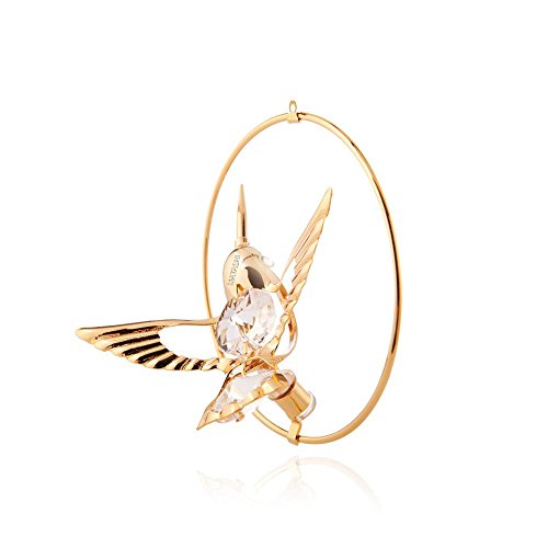 24k Gold Plated Bee Hummingbird Ornament Made with Swarovski Elements Crystals By Charming Temptations