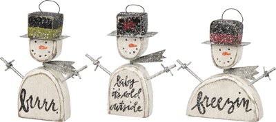 Primitives By Kathy Wood Snowman Ornaments – Set of 3