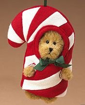 Boyds Red Candy Cane Plush Peeker Bear Ornament #562744 Retired