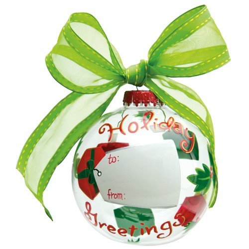 Santa Barbara Design Studio Lolita Holiday Moments Customizable Glass Ball Ornament, Holiday Greetings