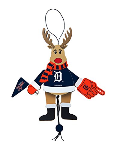 MLB Detroit Tigers Wooden Cheer Ornament, Brown, 5.25″