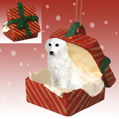 Conversation Concepts Great Pyrenees Gift Box Red Ornament