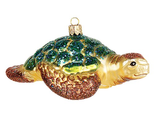 Sea Turtle Polish Mouth Blown Glass Christmas Ornament Tree Decoration