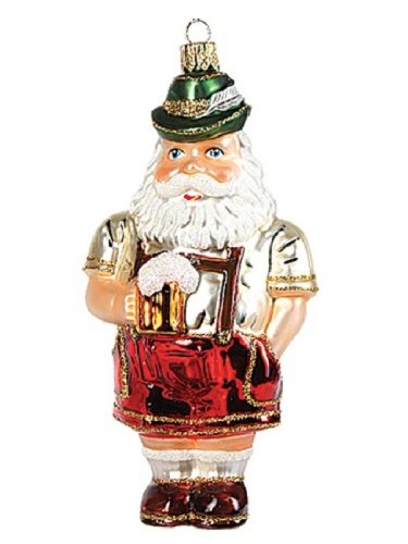 Bavarian Oktoberfest Santa Polish Blown Glass Christmas Ornament Decoration