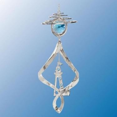 Chrome Plated Lighthouse Mini Top Spiral – Blue – Swarovski Crystal