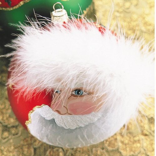 Christina’s World Santa with Fur Cap Hand-Painted Glass Christmas Ornament, 112mm