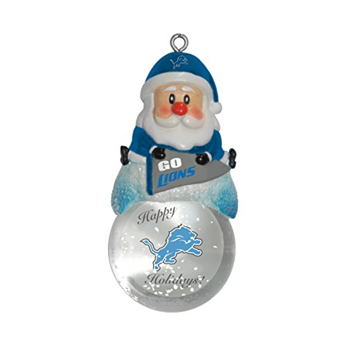 NFL Detroit Lions Snow Globe Ornament, Silver, 1.5″