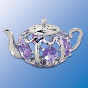 Chrome Plated Teapot Free Standing – Purple – Swarovski Crystal