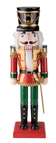 King Nutcracker Decoration Figure with Sceptor and Crown – 14″ Red, Green, Hold, Black, and White