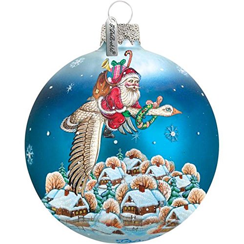 G. Debrekht Santa on Goose Glass Ball Ornament, 3.5″