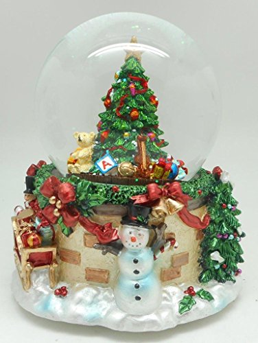 Lightahead® 100MM RESIN CHRISTMAS TREE musical water ball Table Top Decoration