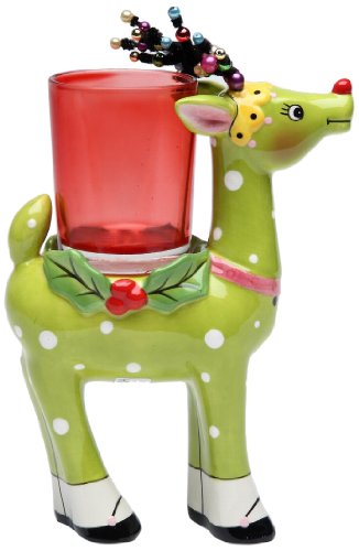 Appletree Design 62015 Deer with Glass Votive Holder, 4-3/8 by 5-3/4 by 2-3/8-Inch, Green
