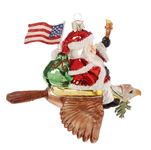 Raz Santa US Navy Hand Painted Glass Ornament