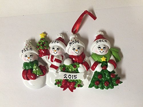 Family of 4 Snowman Personalized Christmas Ornament