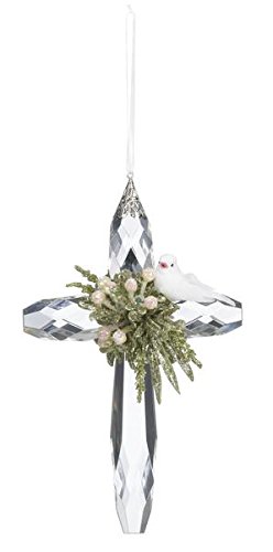 GANZ 7″ Kyrstal Kiss Ball Ornament, Classic Cross with Dove BACKORDERED – Wedding Acrylic Kissing Crystal-like KK102