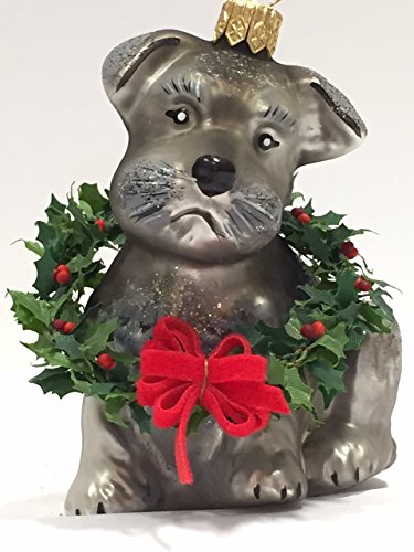 Ornaments to Remember: SCHNAUZER PUPPY (Xmas Wreath) Christmas Ornament