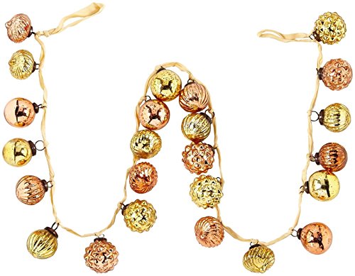 Creative Co-Op 72 mercury glass ornament garland, copper & gold