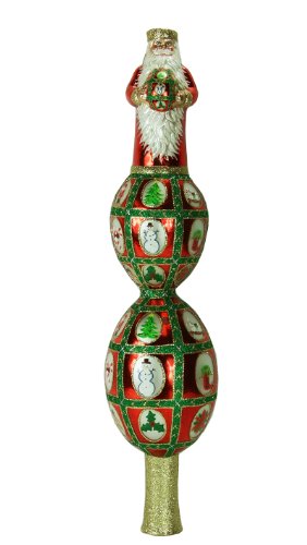 15.5″ David Strand Designs Glass Faberge Santa Finial Noel Christmas Tree Topper