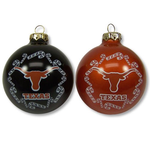 Texas Longhorns Official NCAA 3 inch Glass Ball Christmas Ornament 2PK by Topperscot