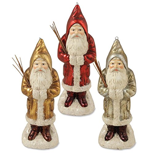 Bethany Lowe Belsnickle Santa Ornaments, 3 Colors in Set