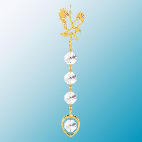 24K Gold Plated Hanging Sun Catcher or Ornament….. Eagle Topped Crystal Chain with Clear Swarovski Austrian Crystal