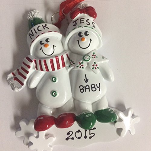 Mom & Dad We’re Expecting Snowmen Personalized Christmas Ornament- Pregnant