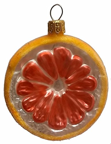 Slice of Grapefruit Fruit Polish Mouth Blown Glass Christmas Ornament