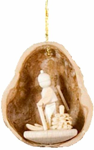 199-332 – Dregeno Ornament – Nutshell with Skier – 1.5″”H x 1.25″”W x 1″”D