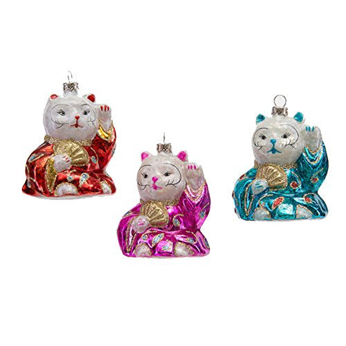 One Hundred 80 Degrees Japanese Good Fortune Cat Ornaments (Set/3)