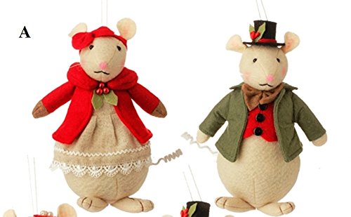RAZ Sageberry Mouse Ornament, Set of 2, Choice of Style (A)