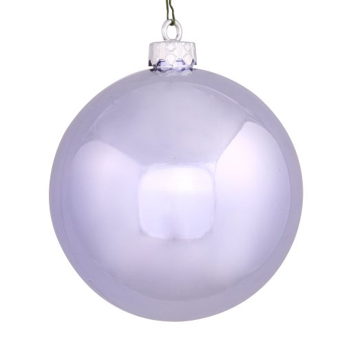 Vickerman Shiny Ball Ornaments, 4-Inch, Lavender, 6-Pack
