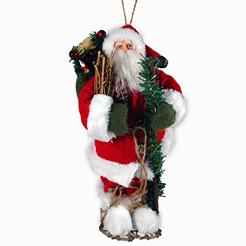 Red Santa Figurine with Snowshoes