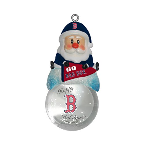 MLB Boston Red Sox Snow Globe Ornament, Silver, 1.5″