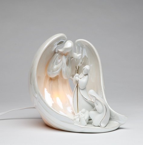 Appletree Design Overlooking Angel on Holy Family Nativity, Lighted, 7-Inch Tall, Includes Light Bulb and Cord