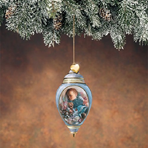 Lee Bogles Babys First Christmas Blue Porcelain Boys Teardrop Ornaments Set of 2