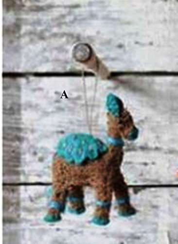 Creative Co-Op Whimsy Collection Felted Wool & Raffia Camel Ornament, Choice of Style (A)