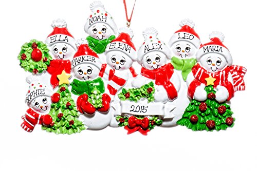 Family 8 (eight) Person Personalized Name SnowMan/SnowWoman Holiday Christmas Tree Ornament-Free Names Personalized – Shipped In One Day