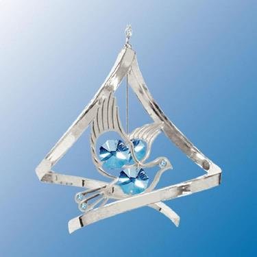 Chrome Plated Dove Propelling Spiral – Blue – Swarovski Crystal