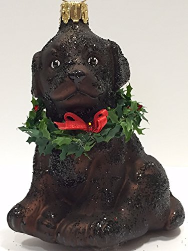 Ornaments to Remember: Black Labrador Puppy (Xmas Wreath) Christmas Ornament