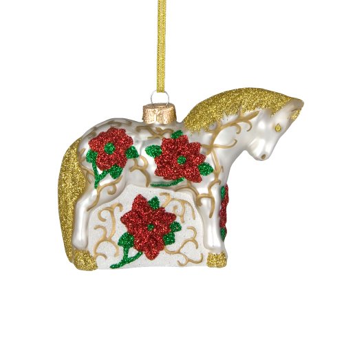 Trail of Painted Ponies from Enesco Poinsettia Glass Christmas 3 IN