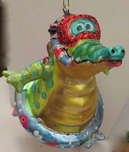 December Diamonds Scuba Blown Glass Alligator Ornament Ornament-Hand Painted