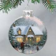Thomas Kinkade Satin Ball Glass Ornament – Victorian Christmas III