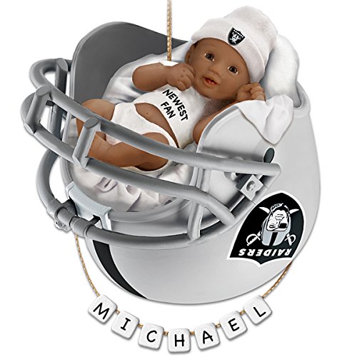 NFL Oakland Raiders Personalized African-American Baby’s Christmas Ornament by The Bradford Exchange