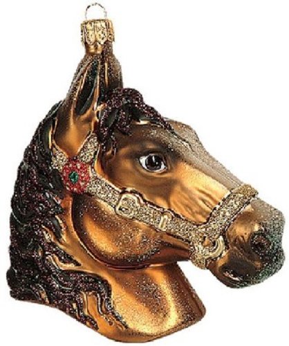 Equestrian Horse Head Polish Glass Christmas Ornament Made in Poland Decoration
