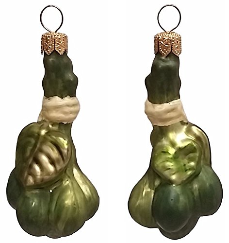 Green Capers Polish Blown Glass Christmas Ornament Set of 2 Holiday Decorations