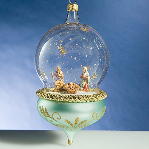 De Carlini Acqua Nativity Creche Globe Italian Mouthblwon Glass Christmas Ornament