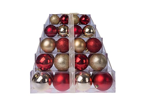 Christmas Red and Gold Shatterproof Orbs and Ornaments Cake Box – 80mm 40 Pack